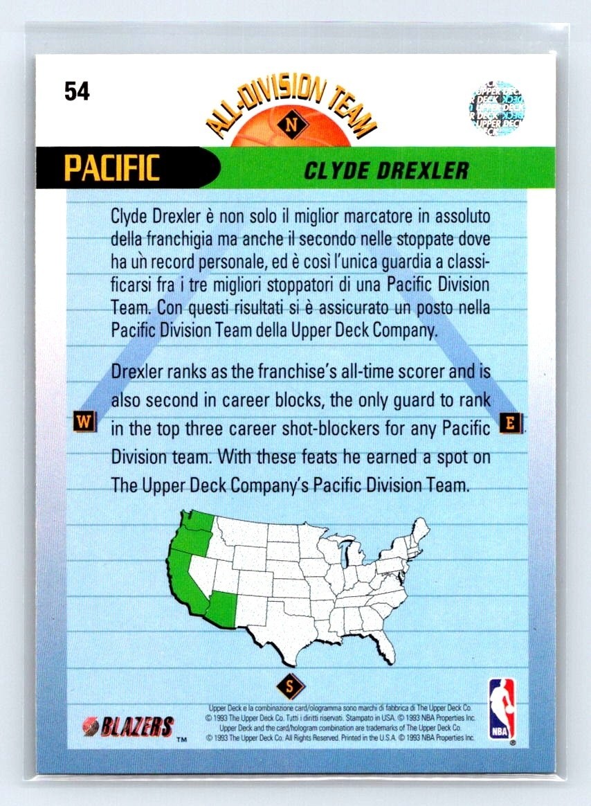 1992-93 Upper Deck International (Italian) Clyde Drexler #54 All-Division Team