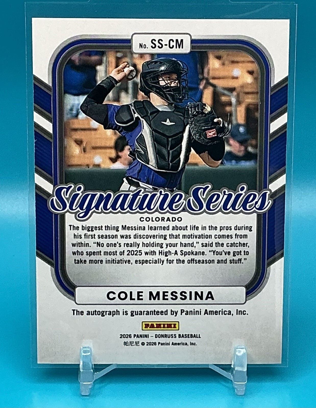2026 Donruss Baseball Cole Messina Signature Series Green Auto SS-CM /25