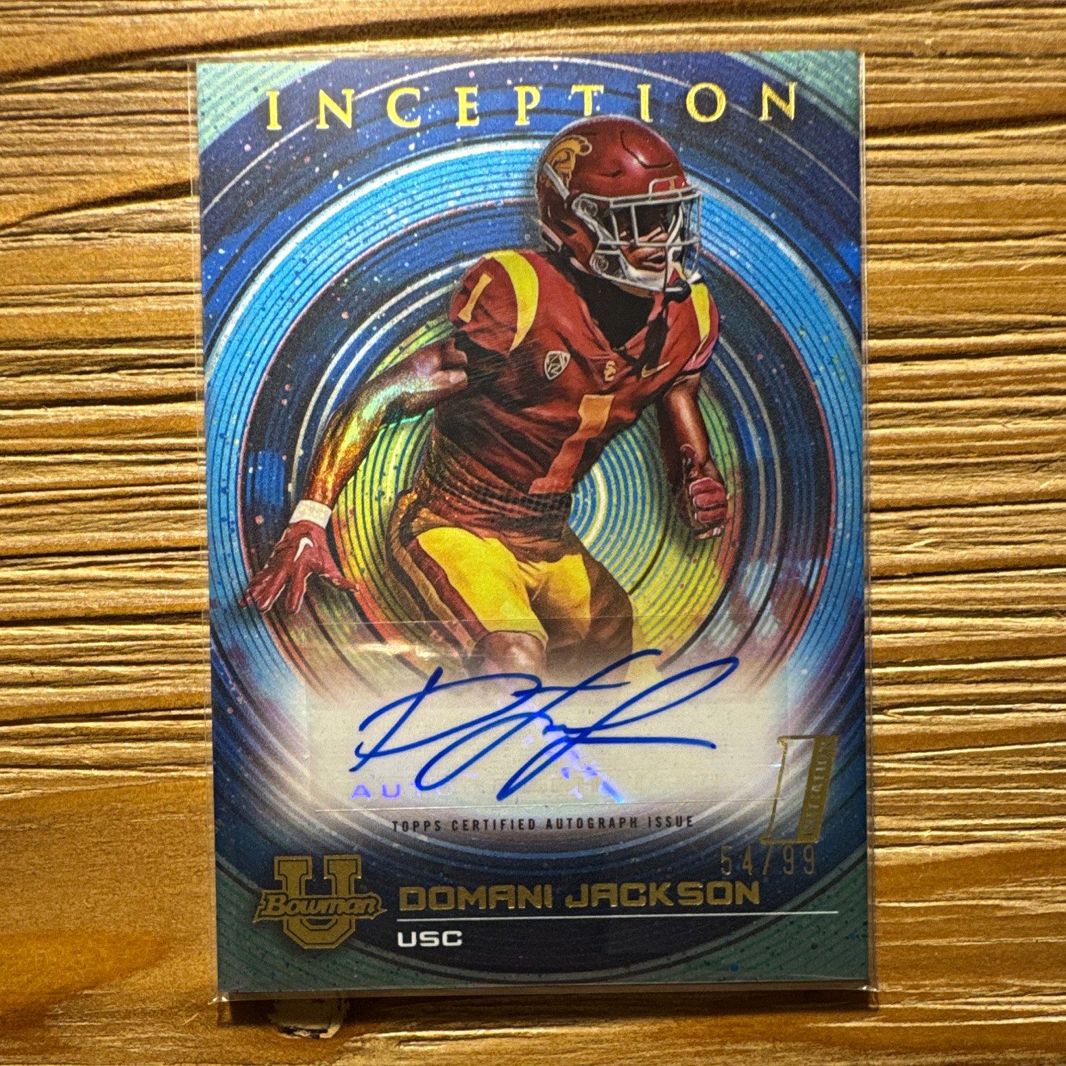 Topps 2022-23 Bowman Inception Univ Domani Jackson Auto RC Blue Foil /99