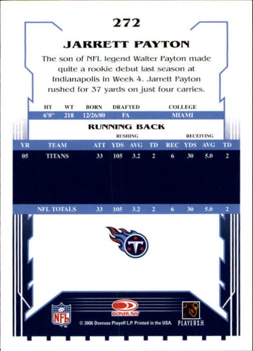2006 Score Select #272 Jarrett Payton – FB