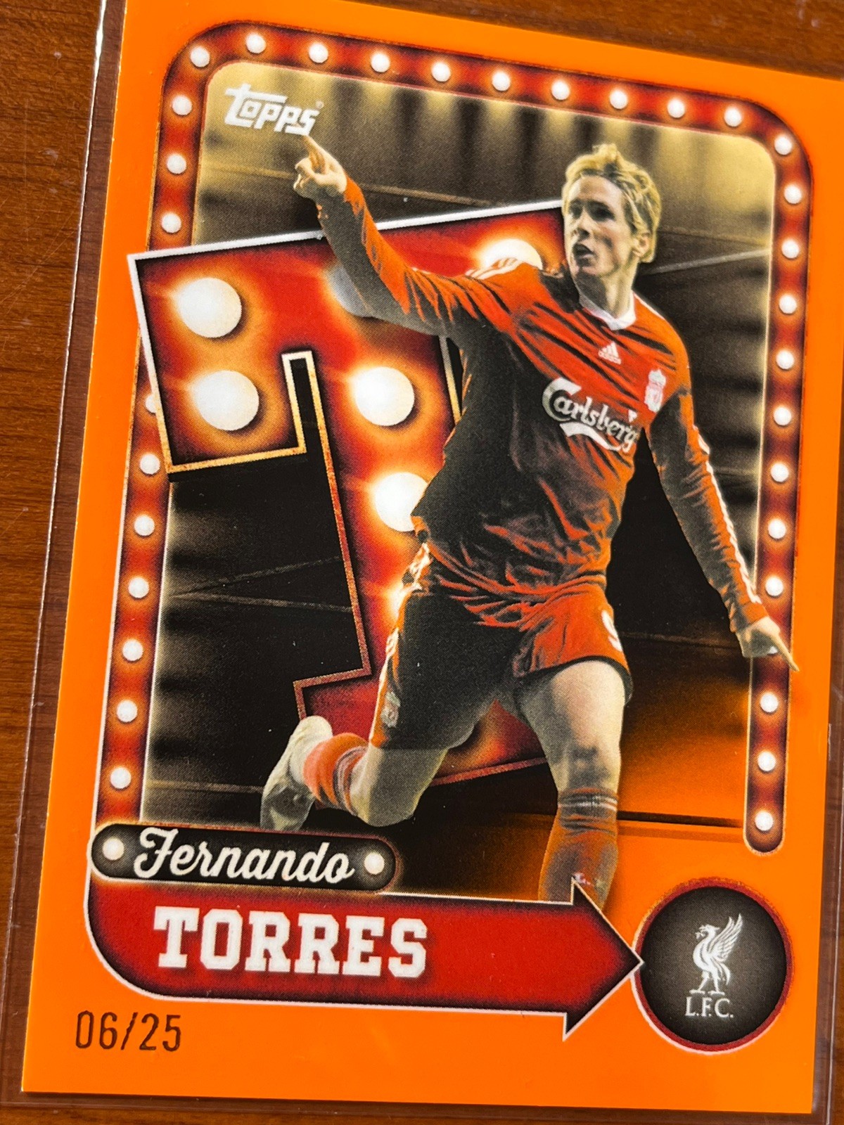 Fernando Torres *Orange /25* Liverpool 2025 Topps Collector’s Tin Name in Lights