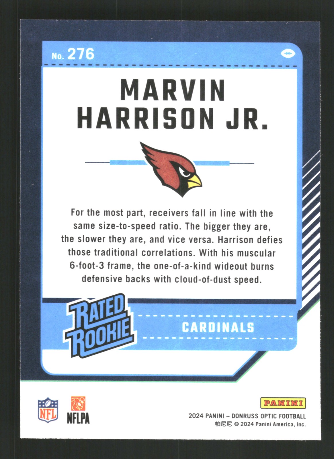 Marvin Harrison Jr. 2024 Donruss Optic #276 Arizona Cardinals