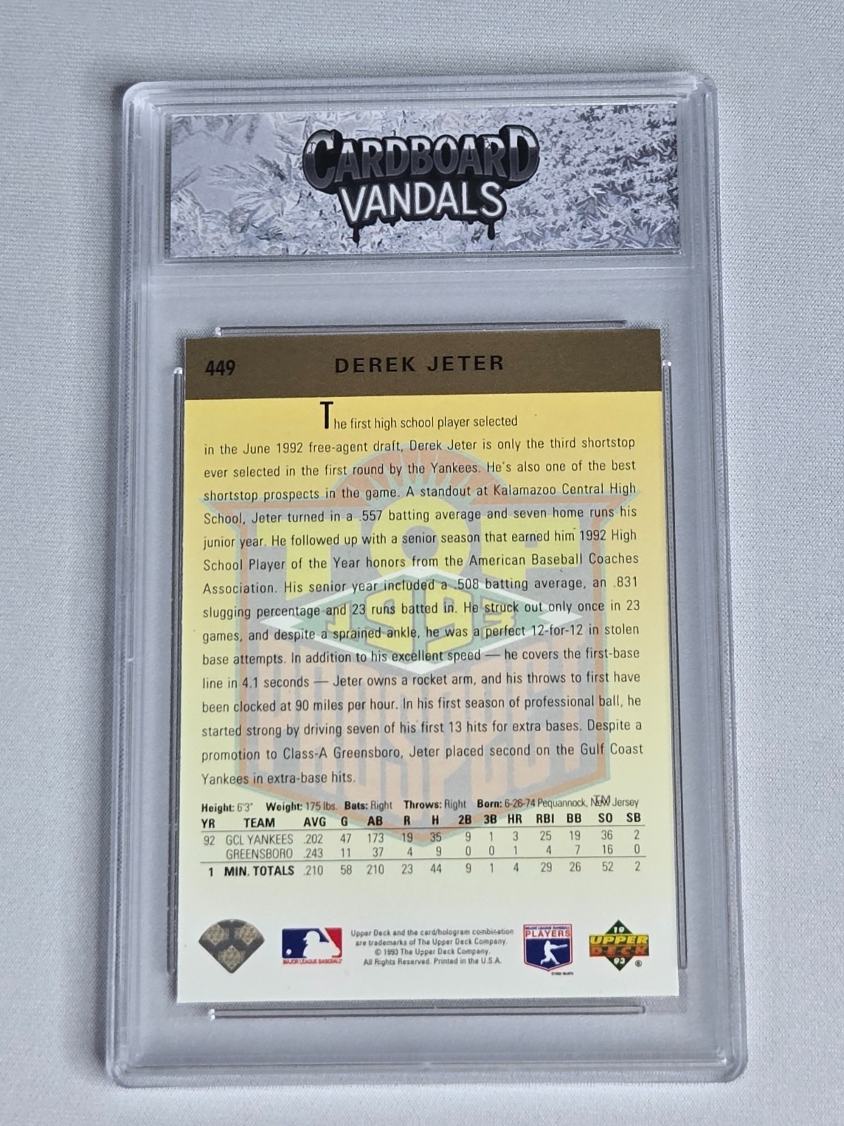 1/1 Cracked Ice Derek Jeter 1993 Upper Deck Rookie #449 Rare 1 of 1 Custom
