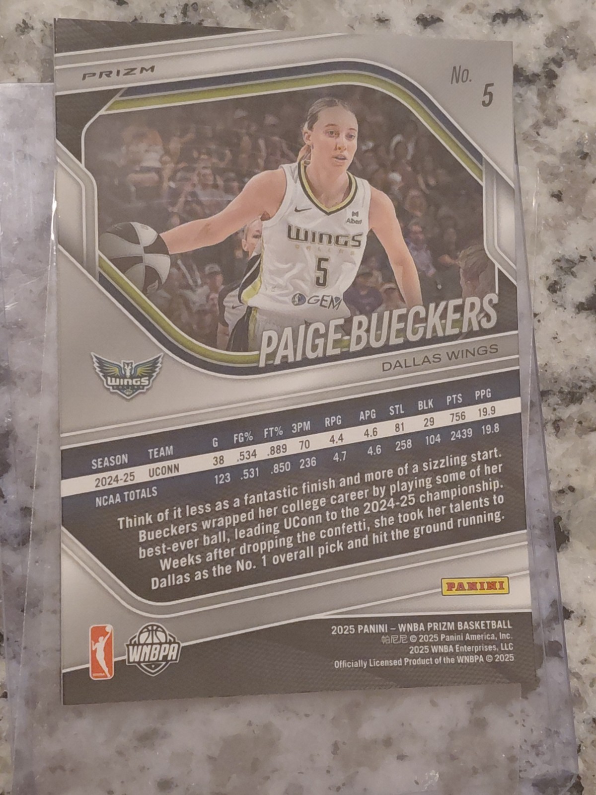 Panini 2025 Prizm White Seismic WNBA Paige Bueckers Rookie #5 Dallas Wings