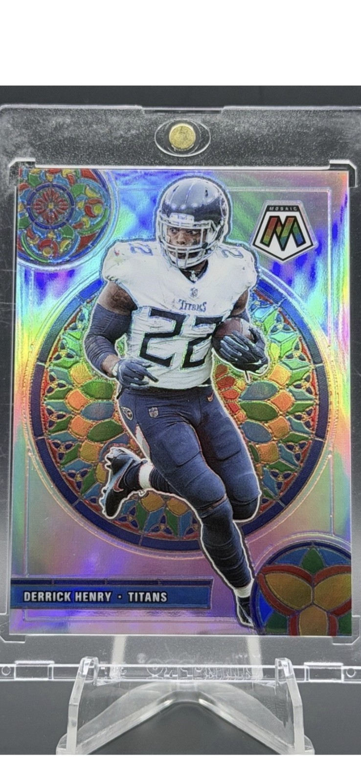 😈🔥2021 Panini Mosaic Stained Glass Mosaic Derrick Henry #GM-13 SSP CASE HIT