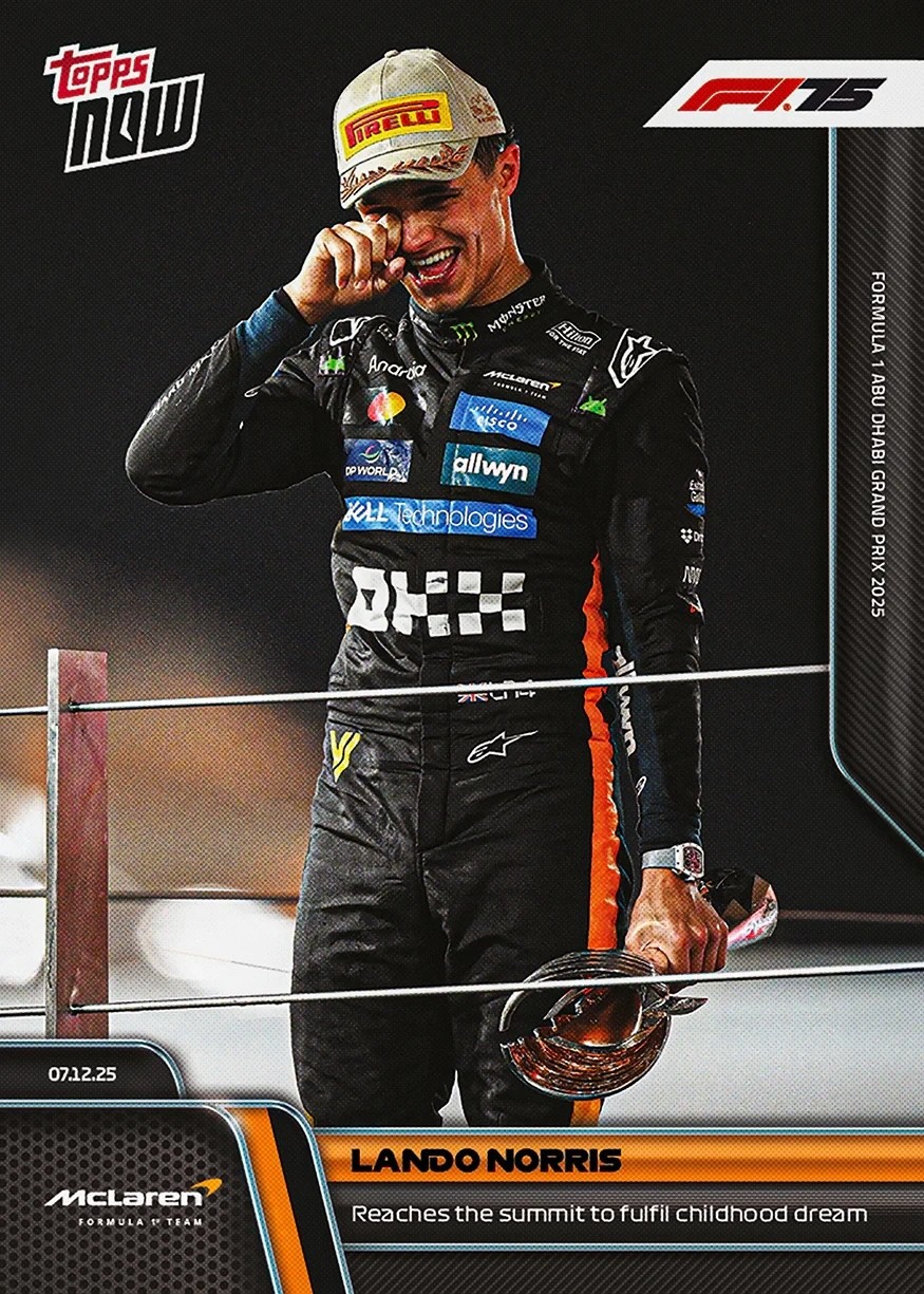 Lando Norris World Champion 2025 Formula 1 Topps NOW Card #87 – Presale