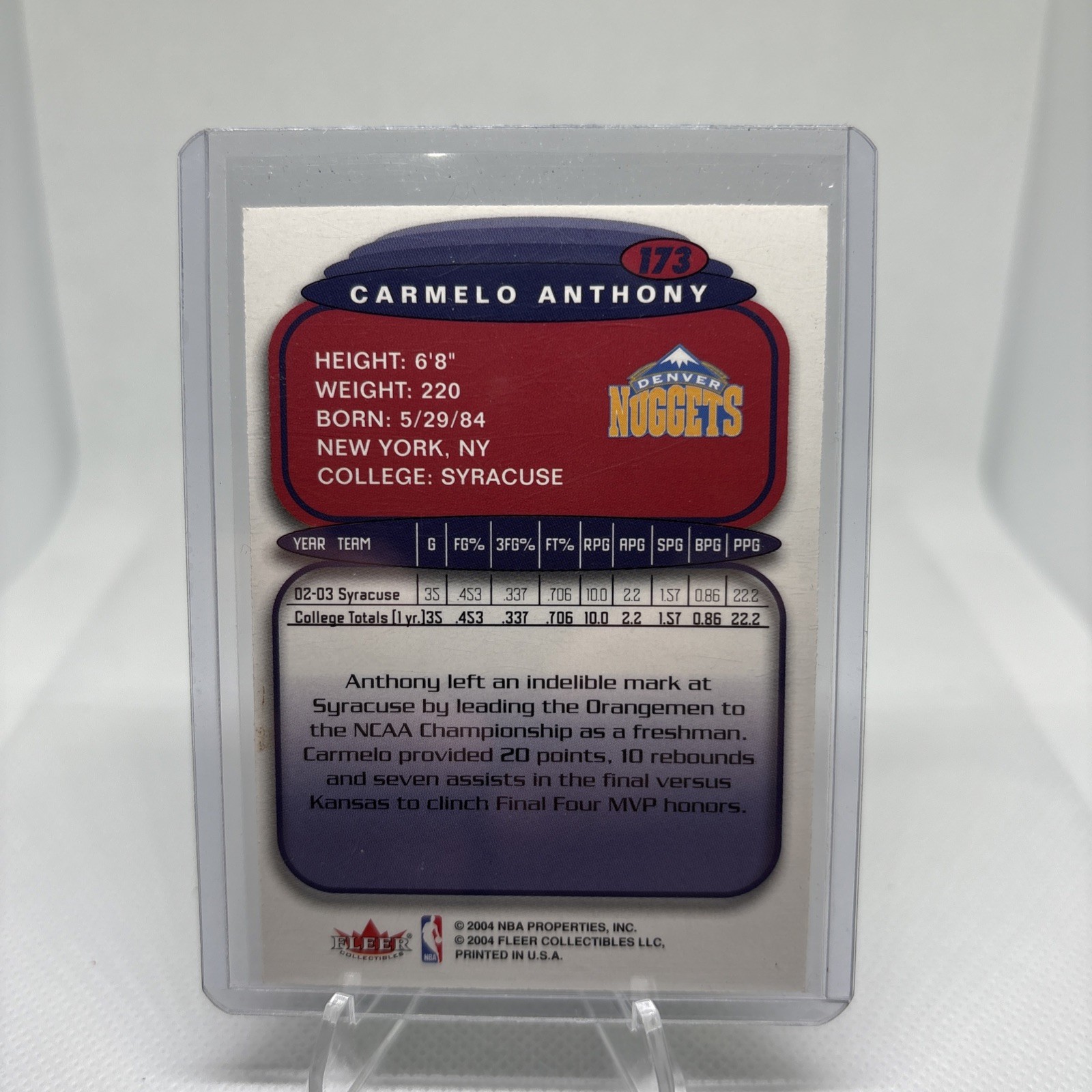 2003-04 Fleer Ultra Hummer H2 – Carmelo Anthony #173 (RC)