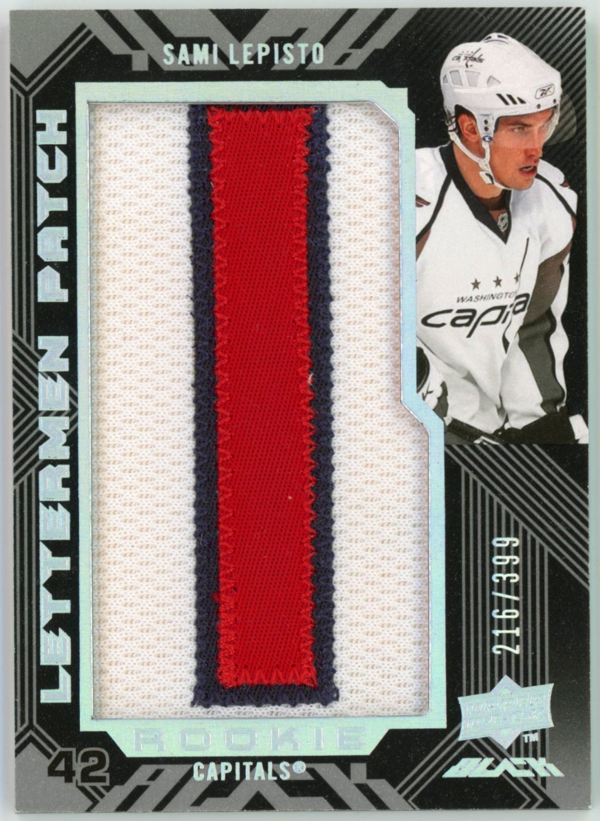 2008-09 UD Black Lettermen Patch Rookies Sami Lepisto #216/399