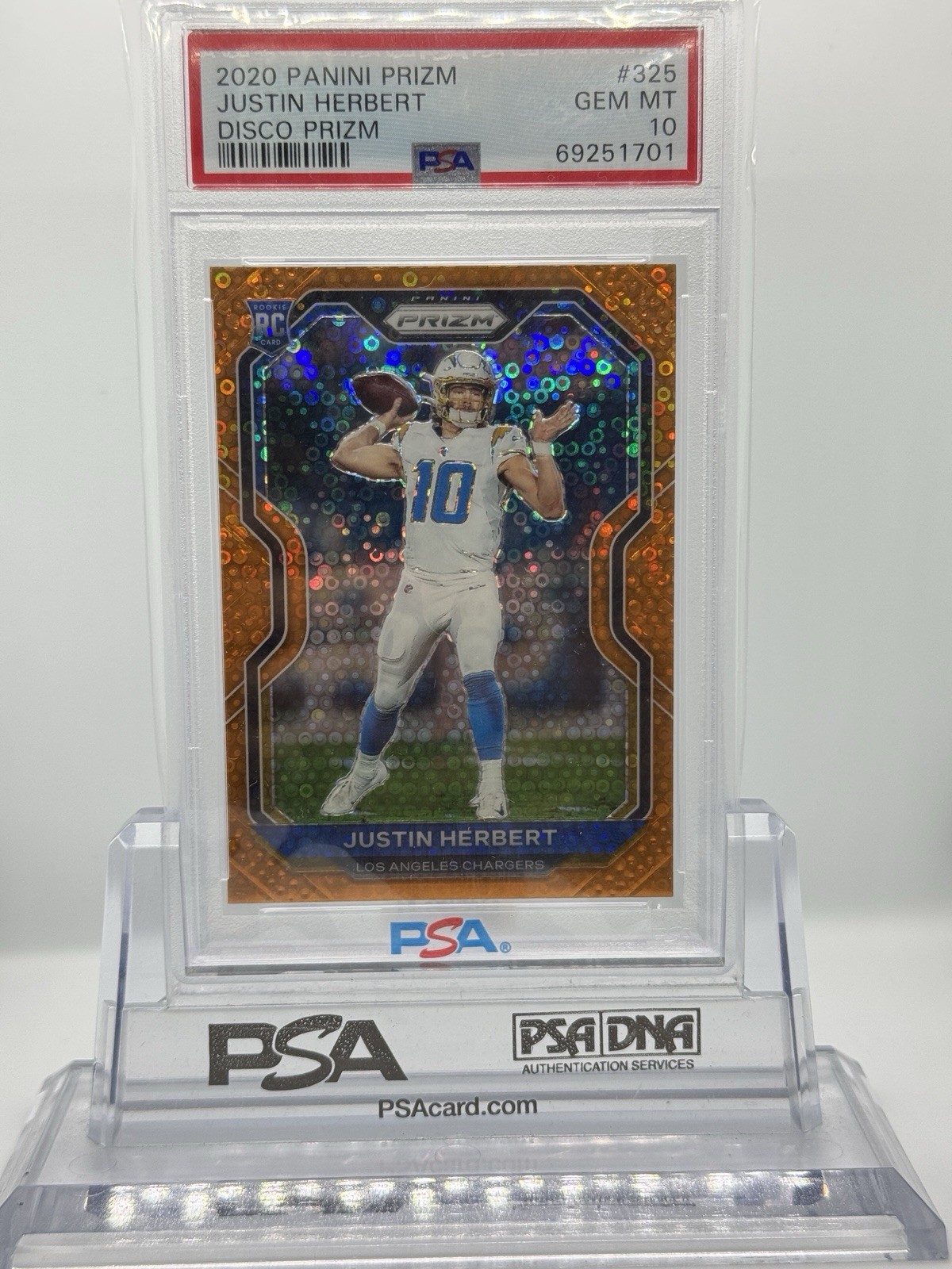 2020 Panini Prizm – Rookie Justin Herbert #325 Orange Disco Prizm (RC)