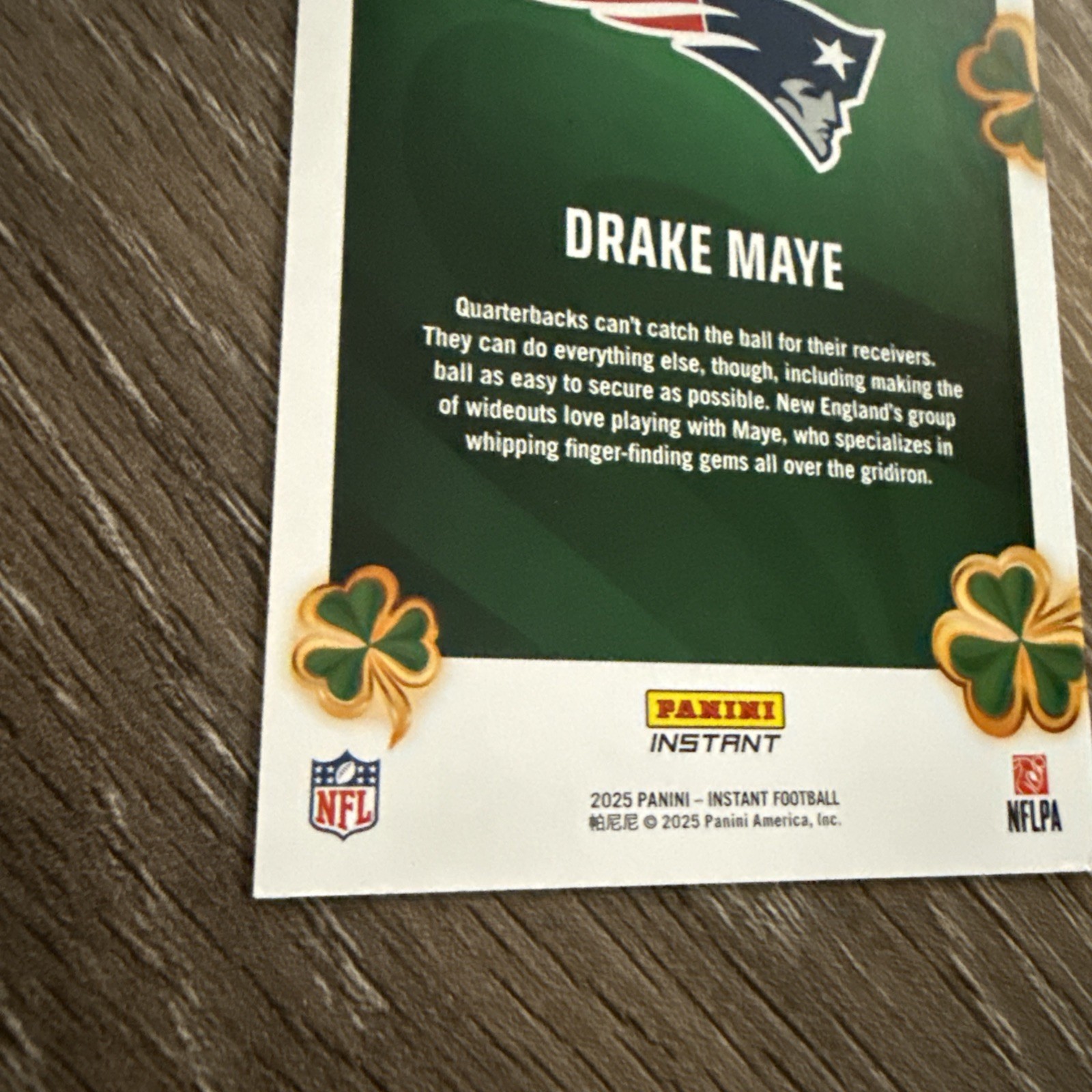 2025 Panini Instant Lucky Clover Coin SSP Insert Drake Maye New England Patriots