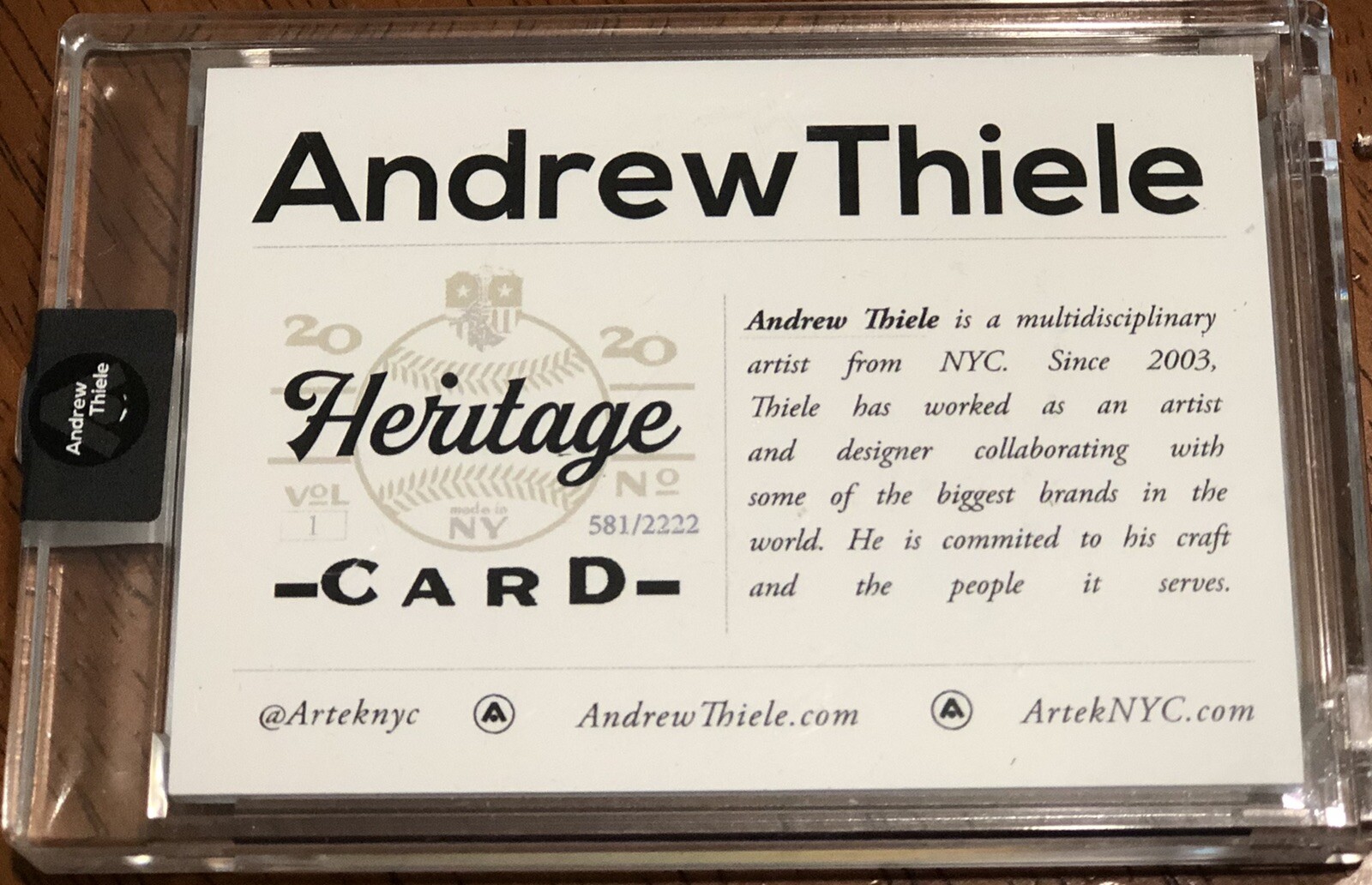 Topps PROJECT 2020 NEW YORK HERITAGE – Artist Card By ANDREW THIELE – RARE!