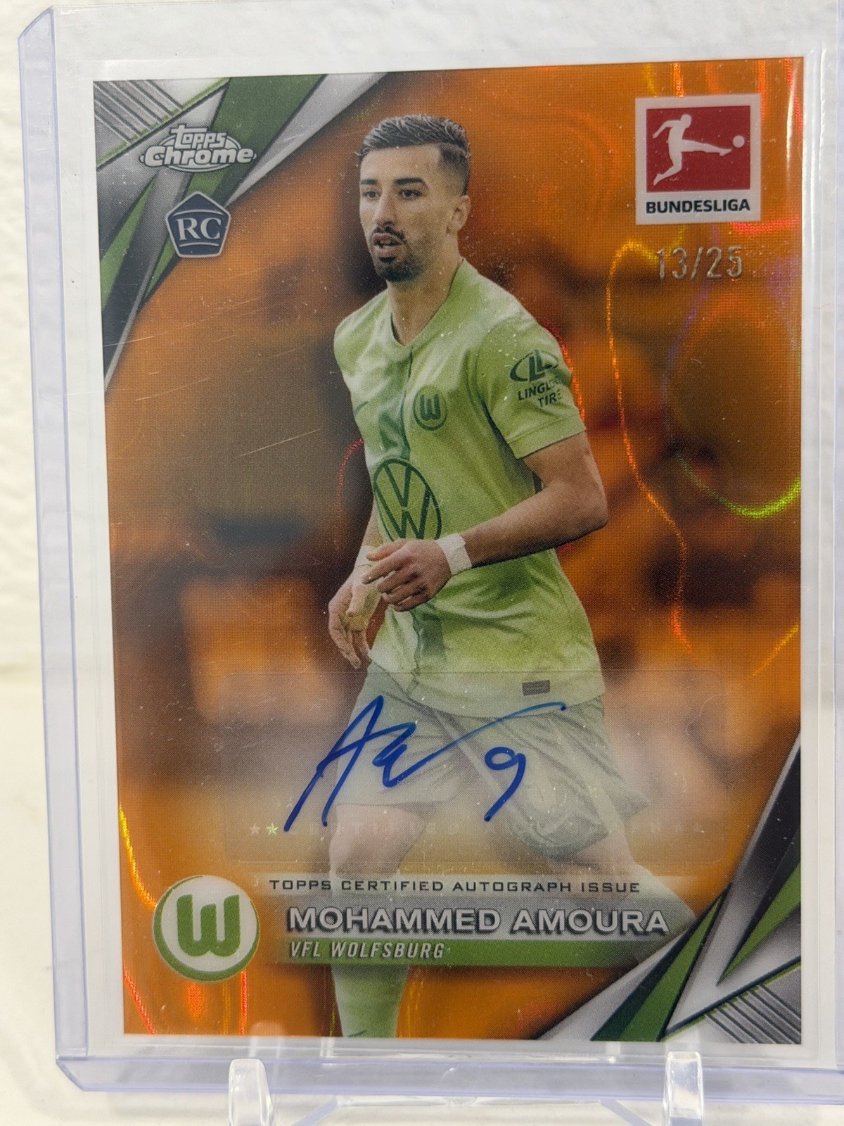 Mohammed Amoura Rookie Topps Chrome Bundesliga Orange Wave Auto /25