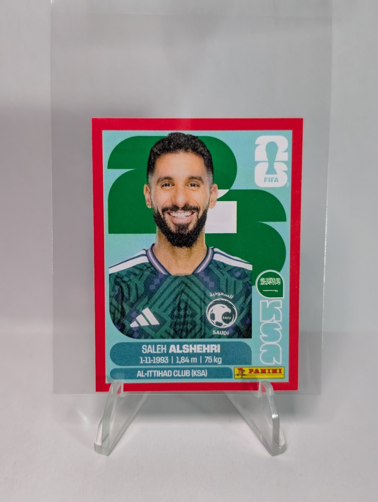 2026 Panini FIFA World Cup USA Sticker KSA19 Saleh Alshehri Red Parallel