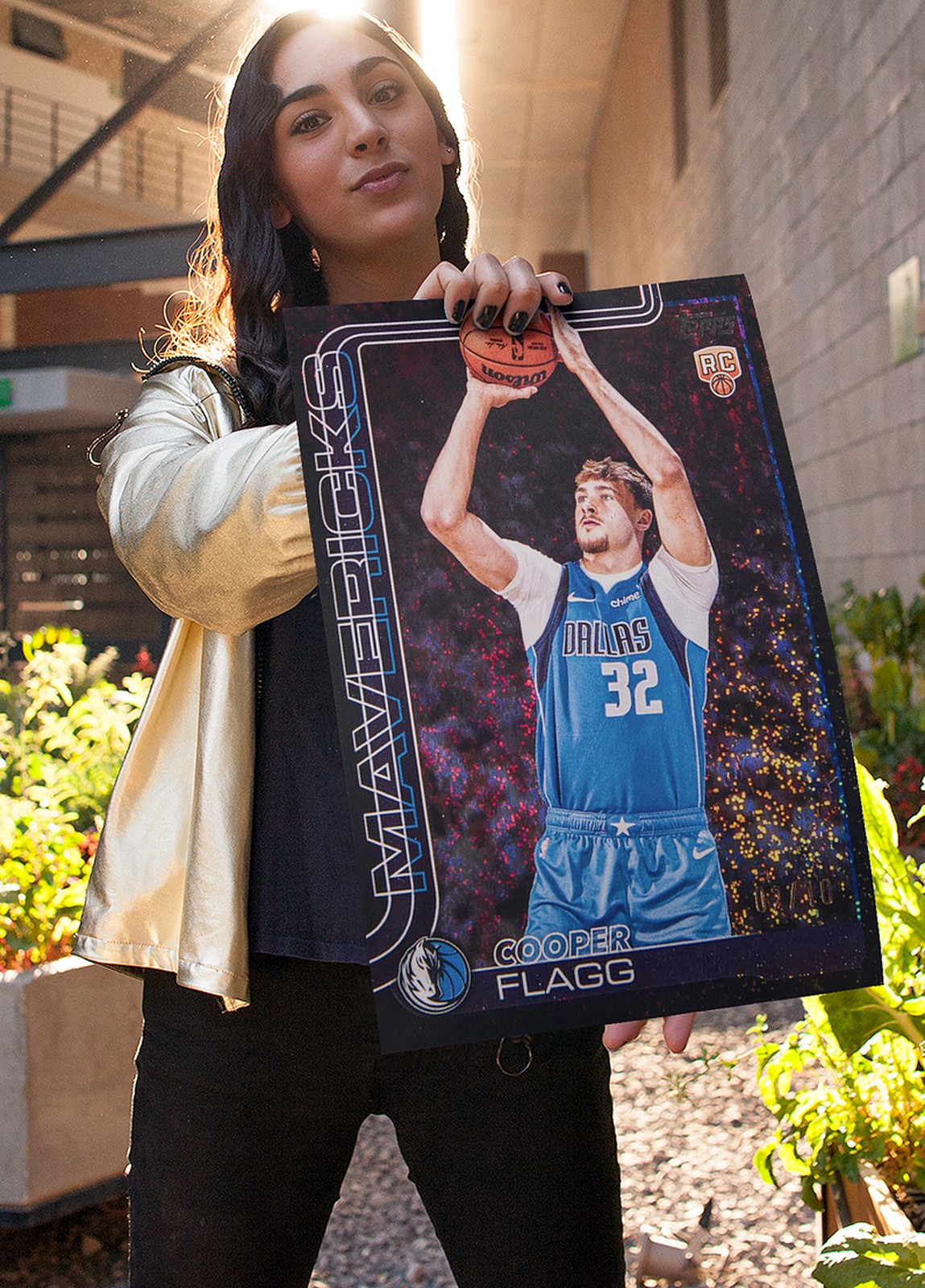 Cooper Flagg 2025 Topps Black Foil Rookie Card Poster 11×17 Dallas Mavericks