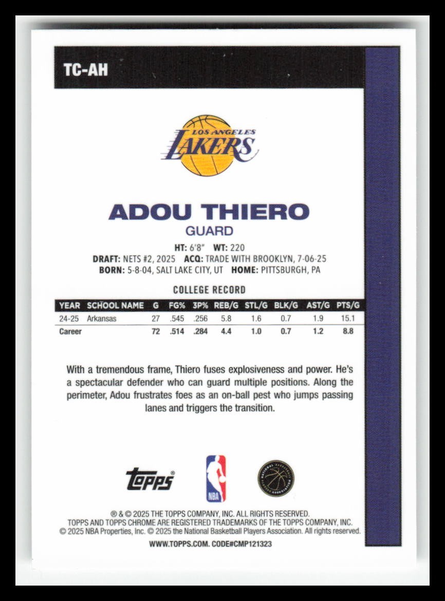 2025-26 Topps ’80-81 Topps Chrome #TCAH Adou Thiero