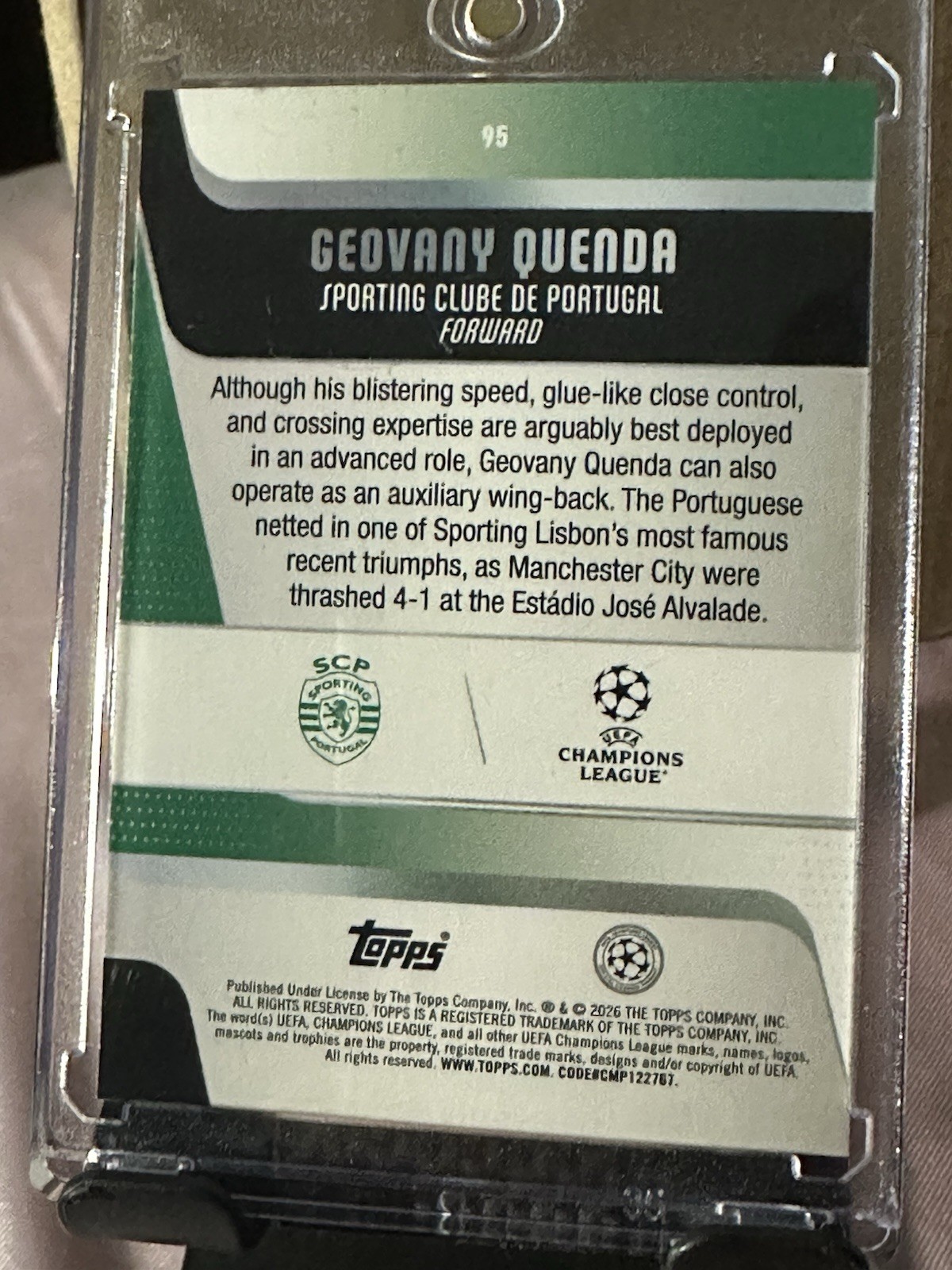 Topps UEFA Club Competitions 2025-26 Geovany Quenda Sporting CP #95 32/50