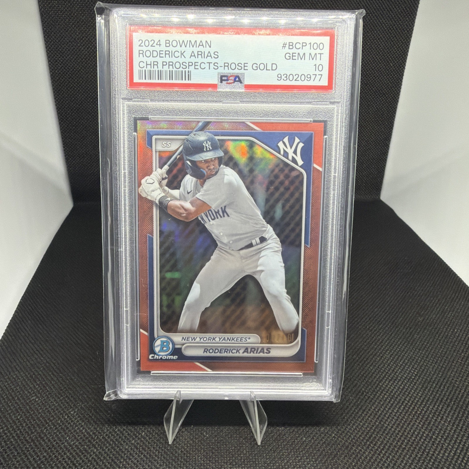 2024 BOWMAN CHROME PROSPECTS #BCP100 RODERICK ARIAS CHR PROSPECTS-ROSE GOLD REF