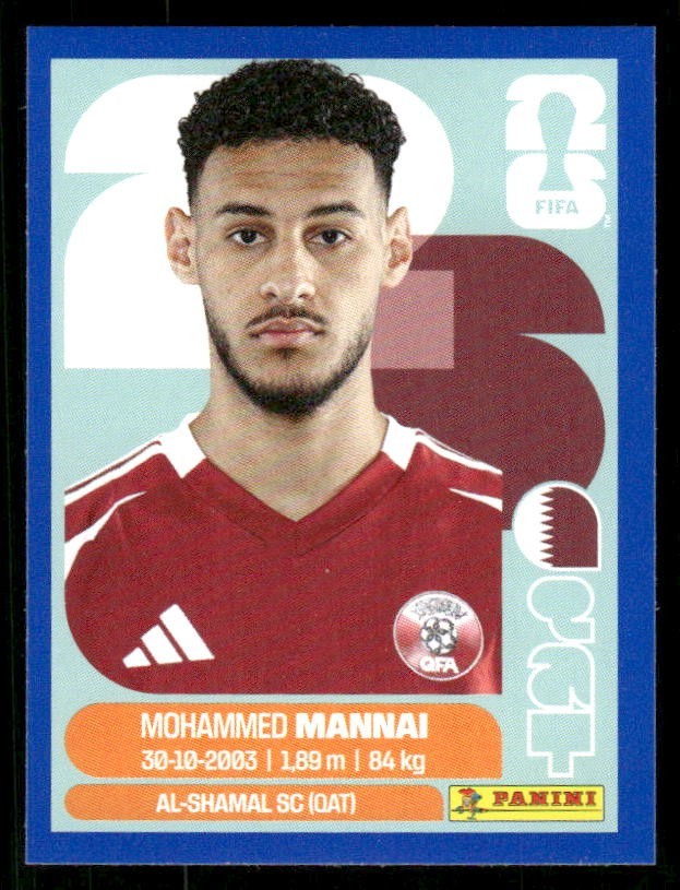 2026 USA Fifa World Cup Panini Sticker Blue Border MOHAMMED MANNAI Qatar QAT9