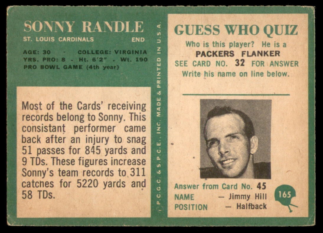 1966 Philadelphia #165 SONNY RANDLE St. Louis Cardinals VG-VGEX