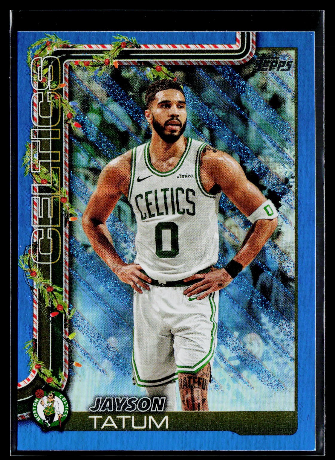 2025-26 Topps Holiday #H1 Jayson Tatum Blue Metallic Glitter Holiday