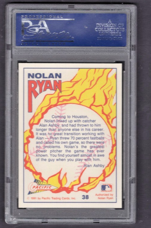 1991 PACIFIC NOLAN RYAN TEXAS EXPRESS #38 GAME’S GREATEST POWER PSA 10 GEM MINT