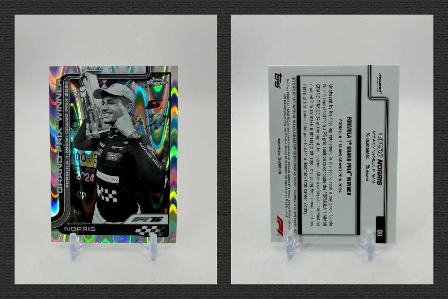 Lando Norris F1 2025 Topps Chrome Formula 1 #98 Black & White RayWave Refractor