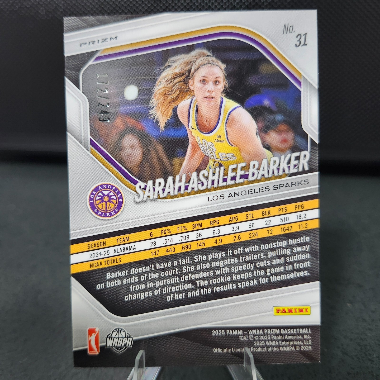 2025 Panini Prizm WNBA RED SEISMIC /249 – (RC) SARAH ASHLEE BARKER #31