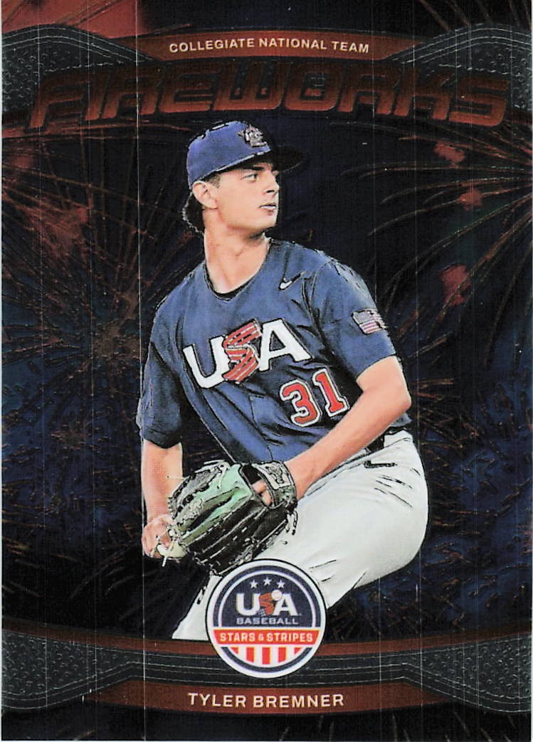 2026 Panini Stars & Stripes Prizm USA Baseball #11 Tyler Bremner Fireworks