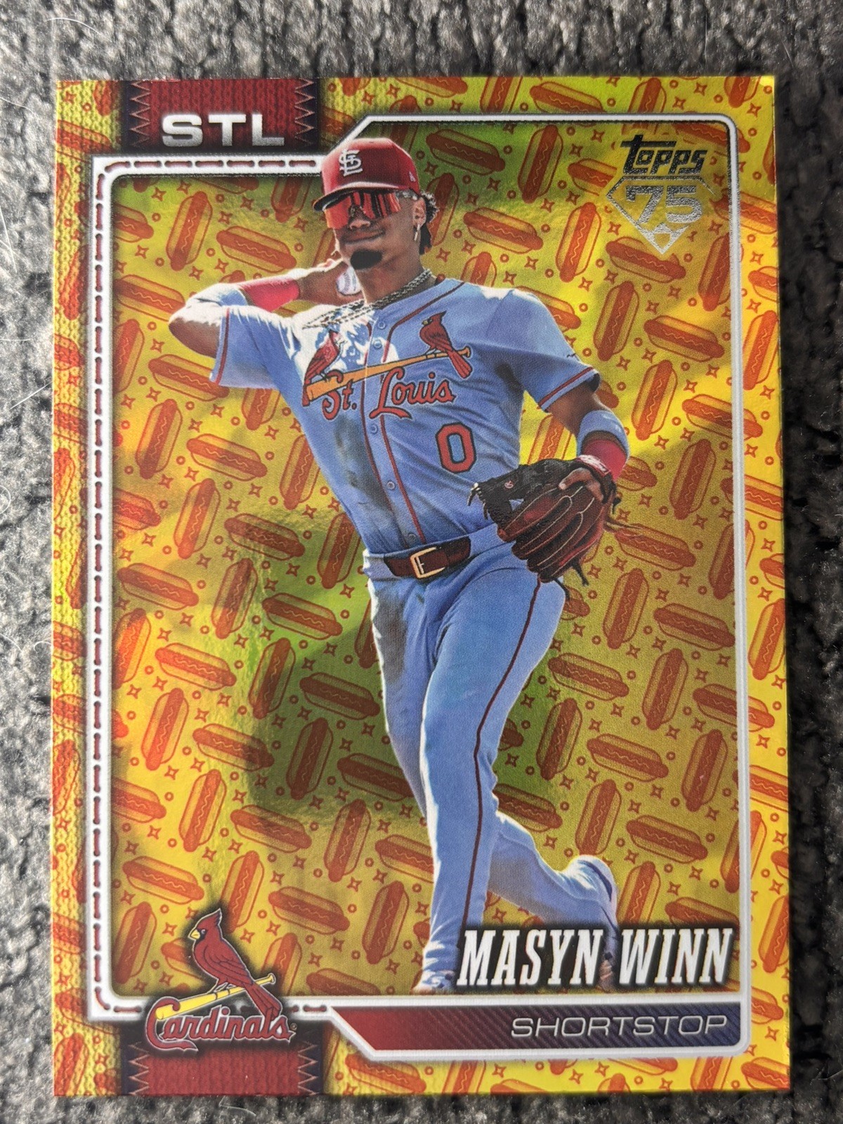2026 Topps Series 2 Orange “HOT DOG” /99 Holo Foil Parallel #526 Masyn Winn STL!