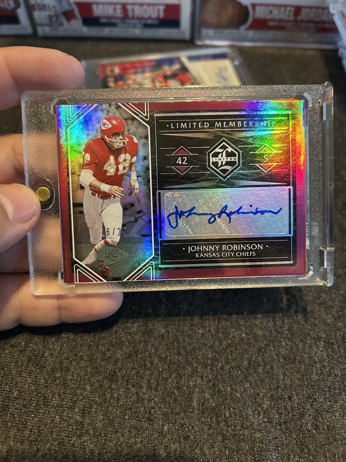 2020 Panini Limited Limited Membership Johnny Robinson #LM-JR Ruby /25 (AU)