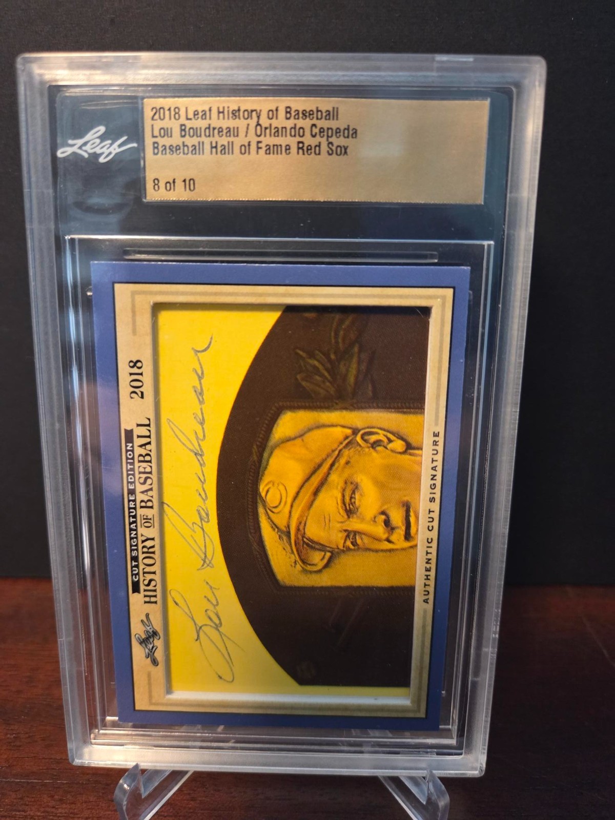 2018 LEAF HISTORY HOF LOU BOUDREAU/ORLANDO CEPEDA CUT SIGNATURE CARD 8/10