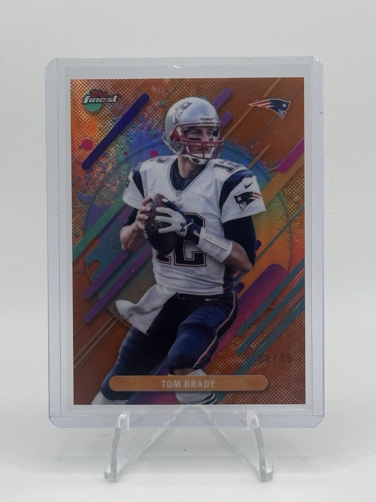 2025 Tops finest Tom Brady Rare True Orange Refractor Patriots 08/15 – mint!