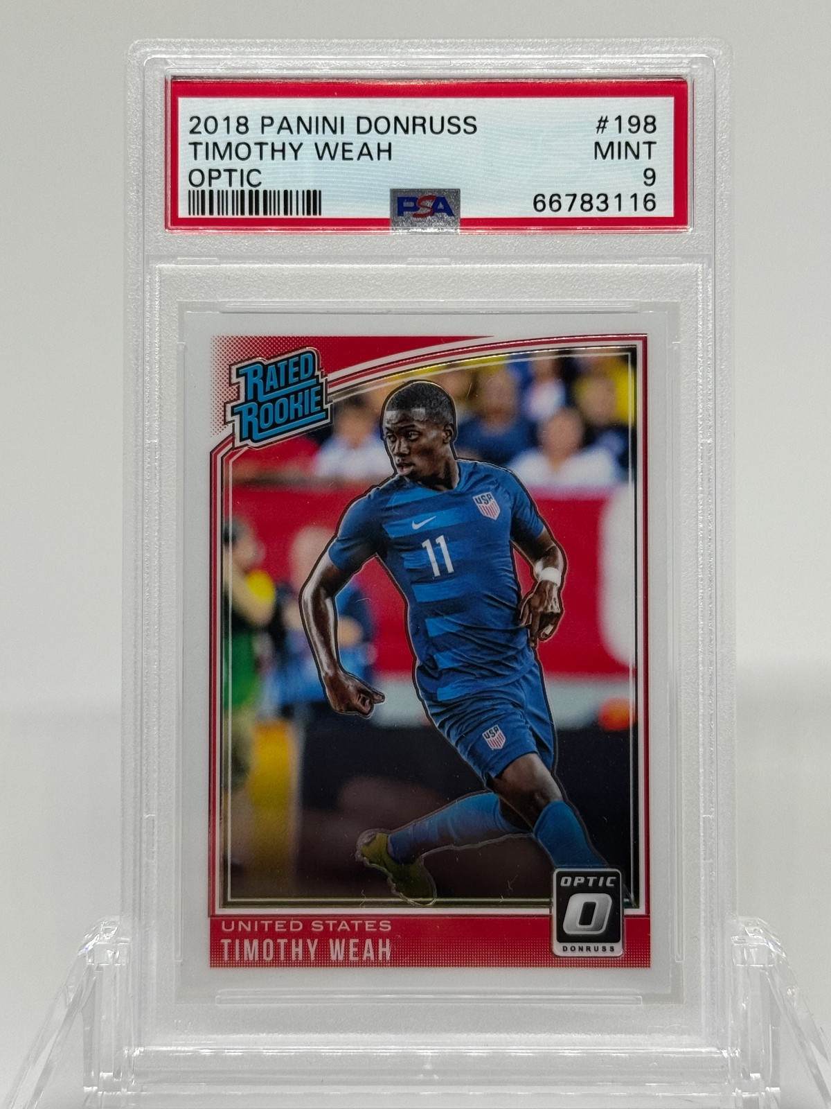 2018 PANINI DONRUSS #198 TIMOTHY WEAH OPTIC Rated Rookie Team USA PSA 9 Mint