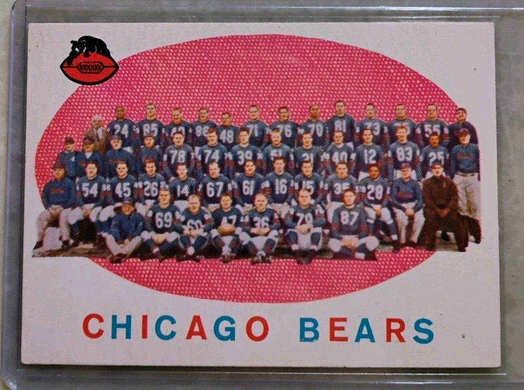 Chicago Bears 1959 Team Card First Series Checklist #104 Topps Pro