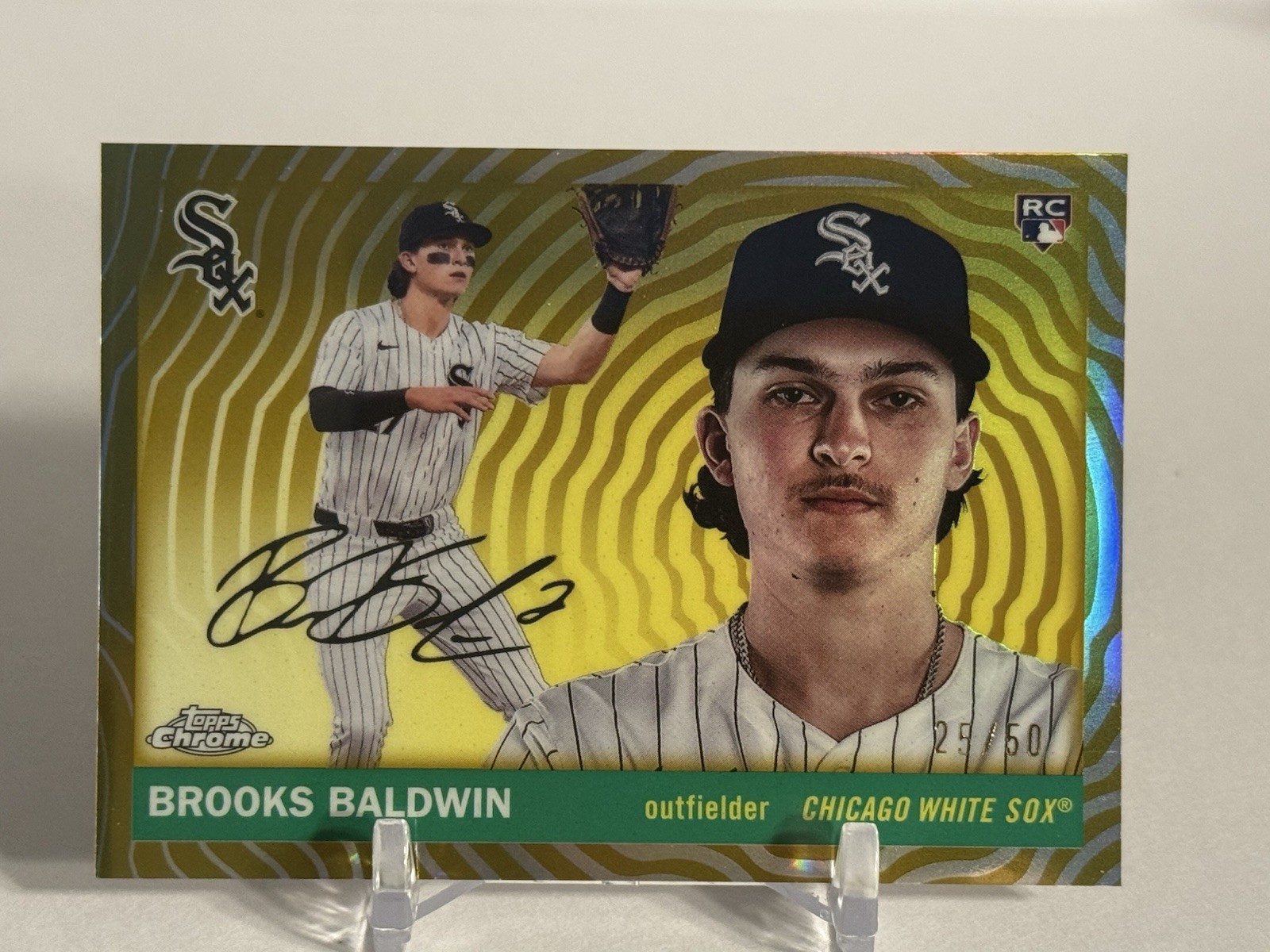 BROOKS BALDWIN RC 2025 TOPPS CHROME PLATINUM GOLD VIBRATIONS REFRACTOR /50 CWS