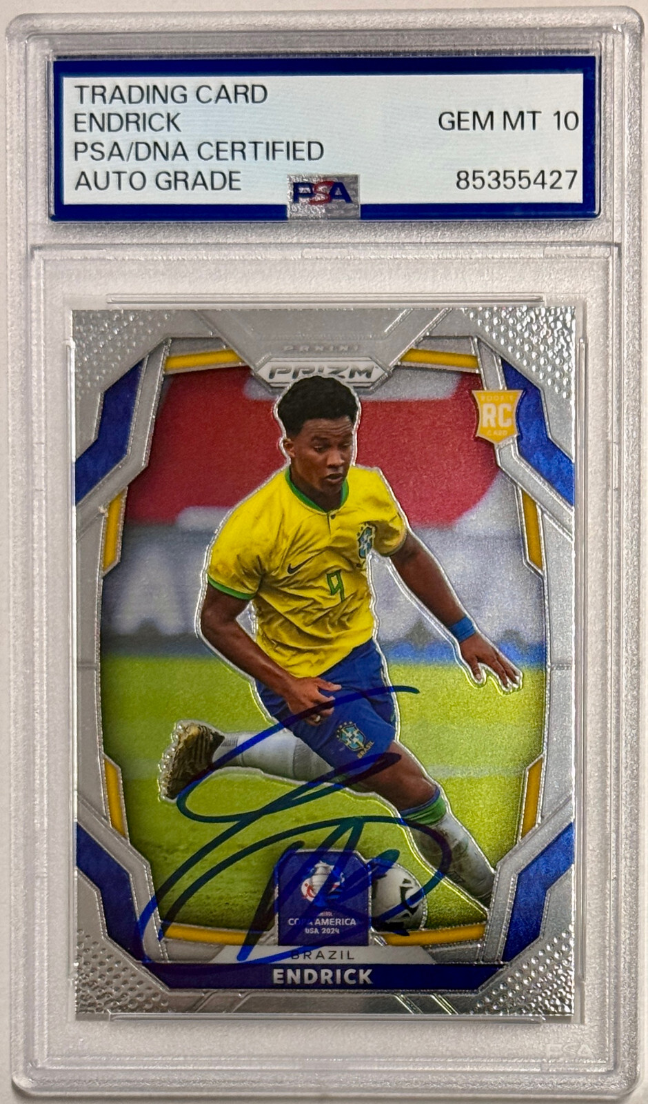 2024 Panini Prizm Copa America #24 Endrick Rookie RC PSA GEM MT 10 Auto