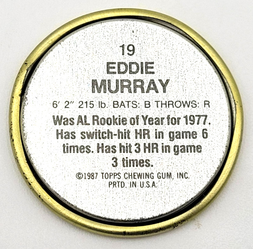 1987 Topps Baseball Coins Eddie Murray Baltimore Orioles #19 MLB