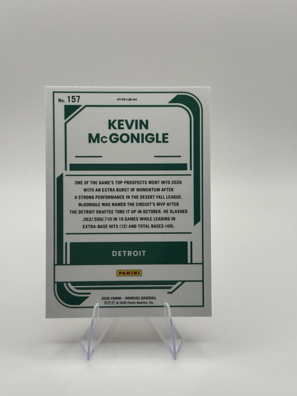 2026 Donruss Baseball Optic Orange Velocity Prism Rated Prospect Kevin Mcgonigle