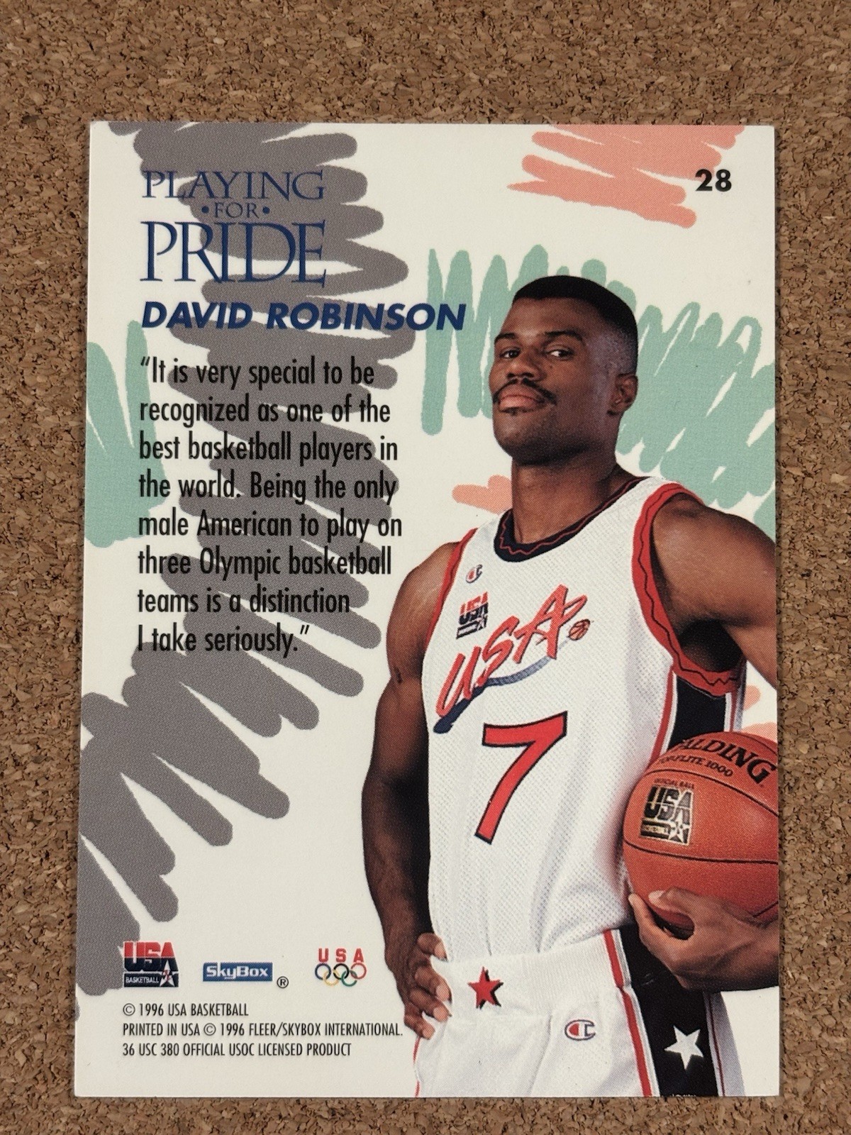 1996 Fleer Skybox – David Robinson #28 USA BASKETBALL TEAM