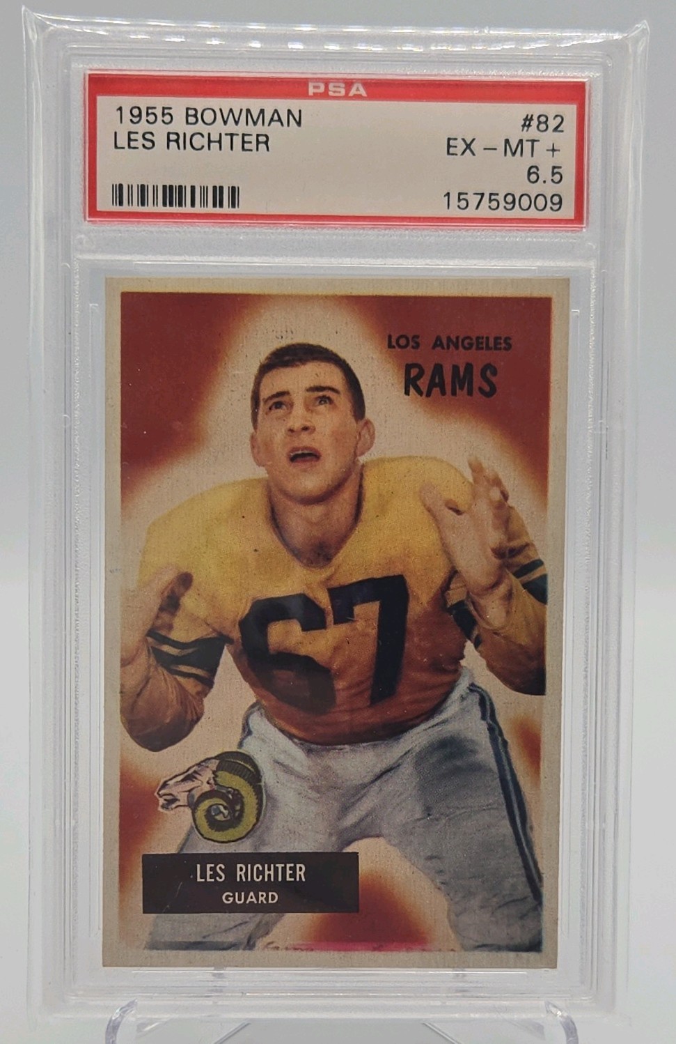 1955 Bowman Football #82 Les Richter Los Angeles Rams PSA 7 NM 124371727