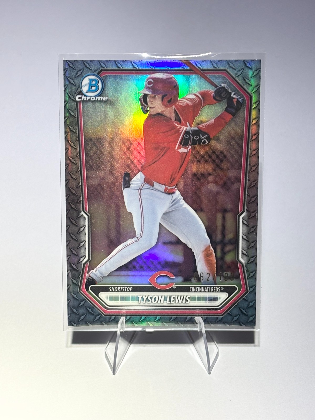 2026 Bowman Tyson Lewis Steel Metal Refractor /100 Reds #BCP-5