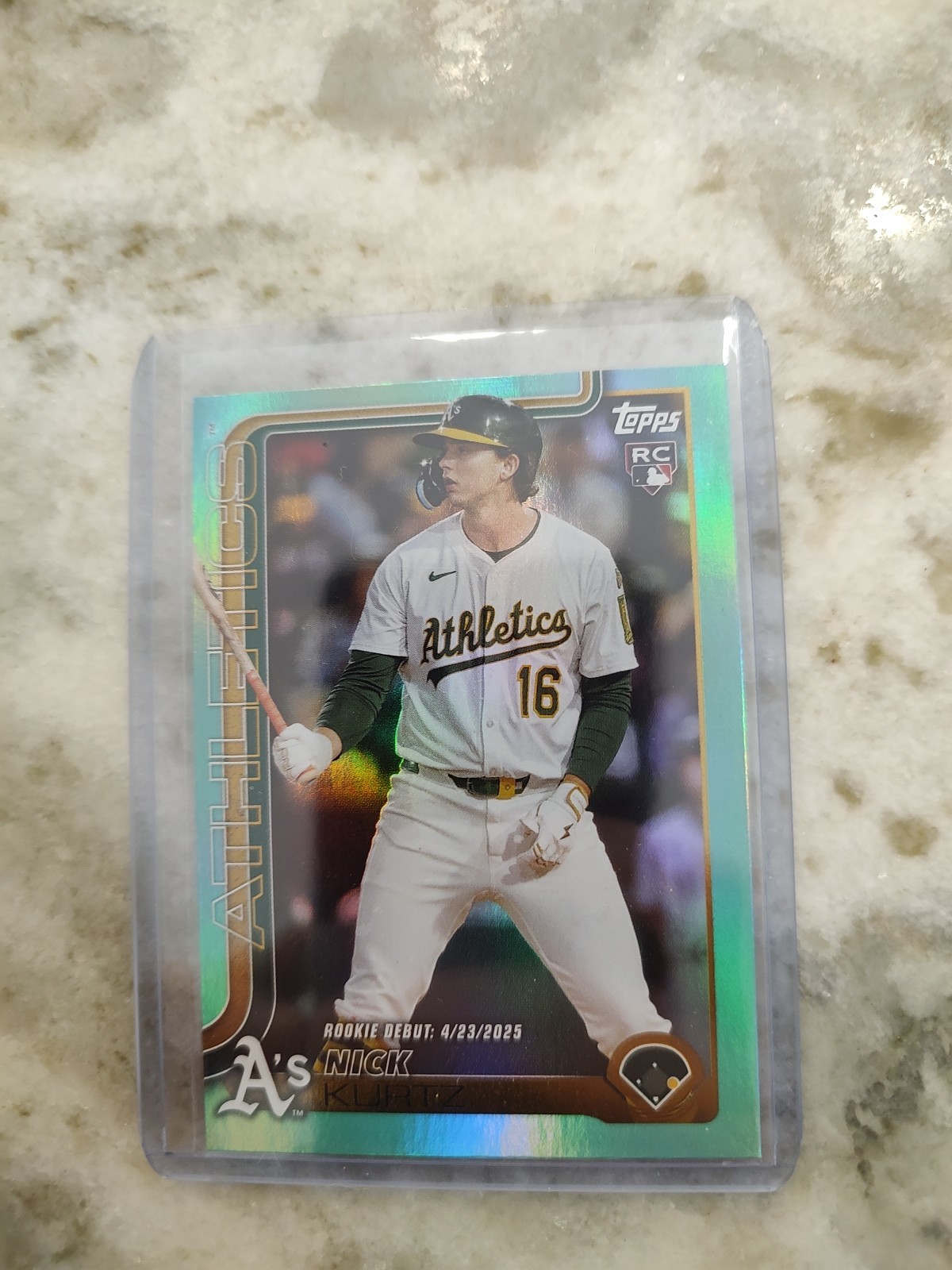 2025 Topps Updates Nick Kurtz Rookie Aqua Rainbow Foil Parallel # US197 SP