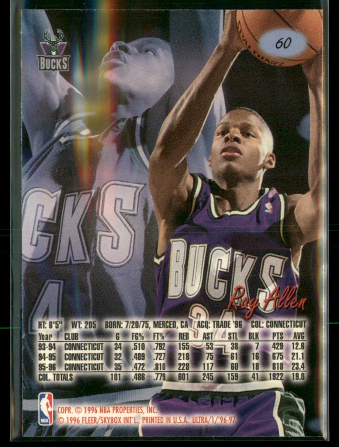 1996-97 Ultra #60 Ray Allen