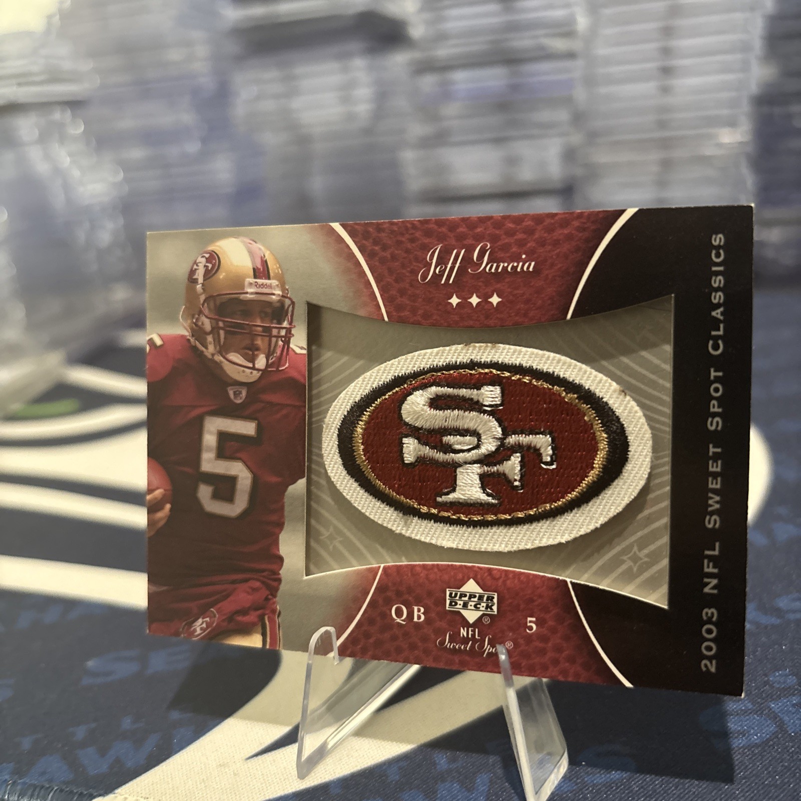 2003 Upper Deck Sweet Spot – Classics Embroidered Patch Jeff Garcia #P-JG Team