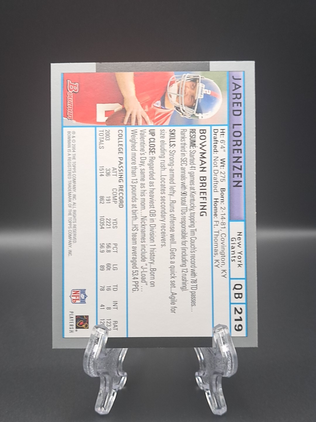 2004 Bowman – Jared Lorenzen #219 (RC)