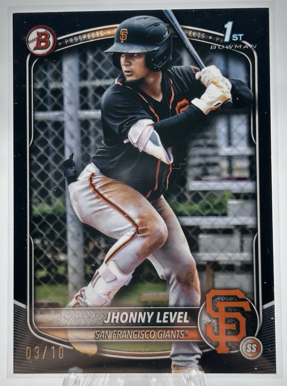 2025 Bowman Chrome Jhonny Level Paper Black /10 Giants