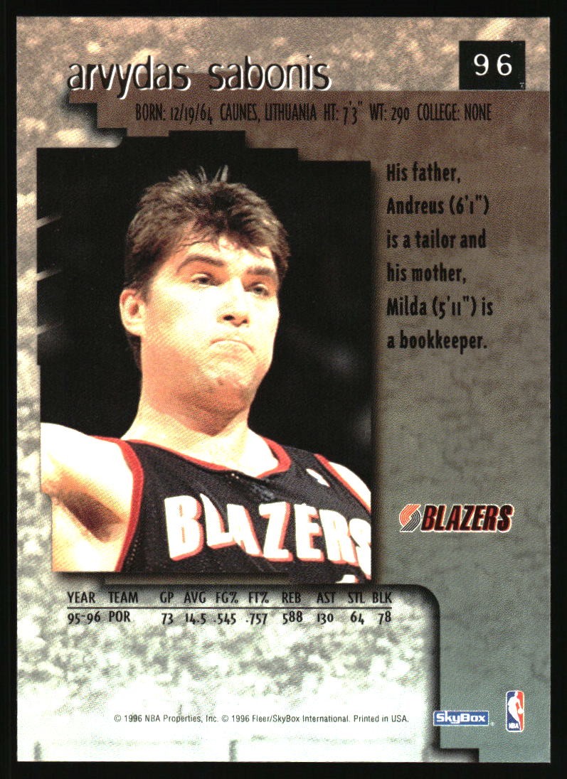 1996-97 SkyBox Premium Arvydas Sabonis #96 Portland Trail Blazers