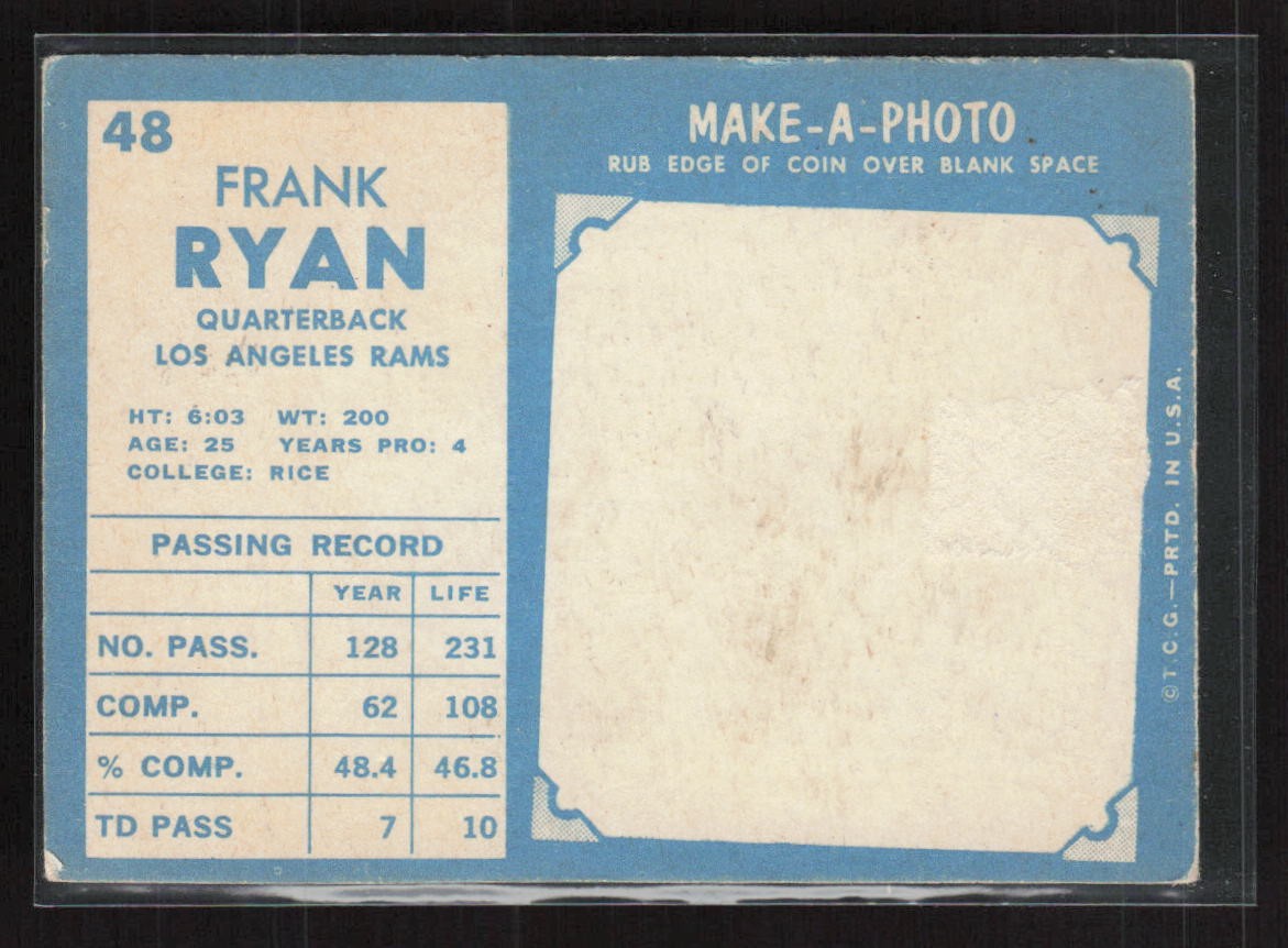 1961 Topps #48 Frank Ryan – EX/EX+ Set Break!