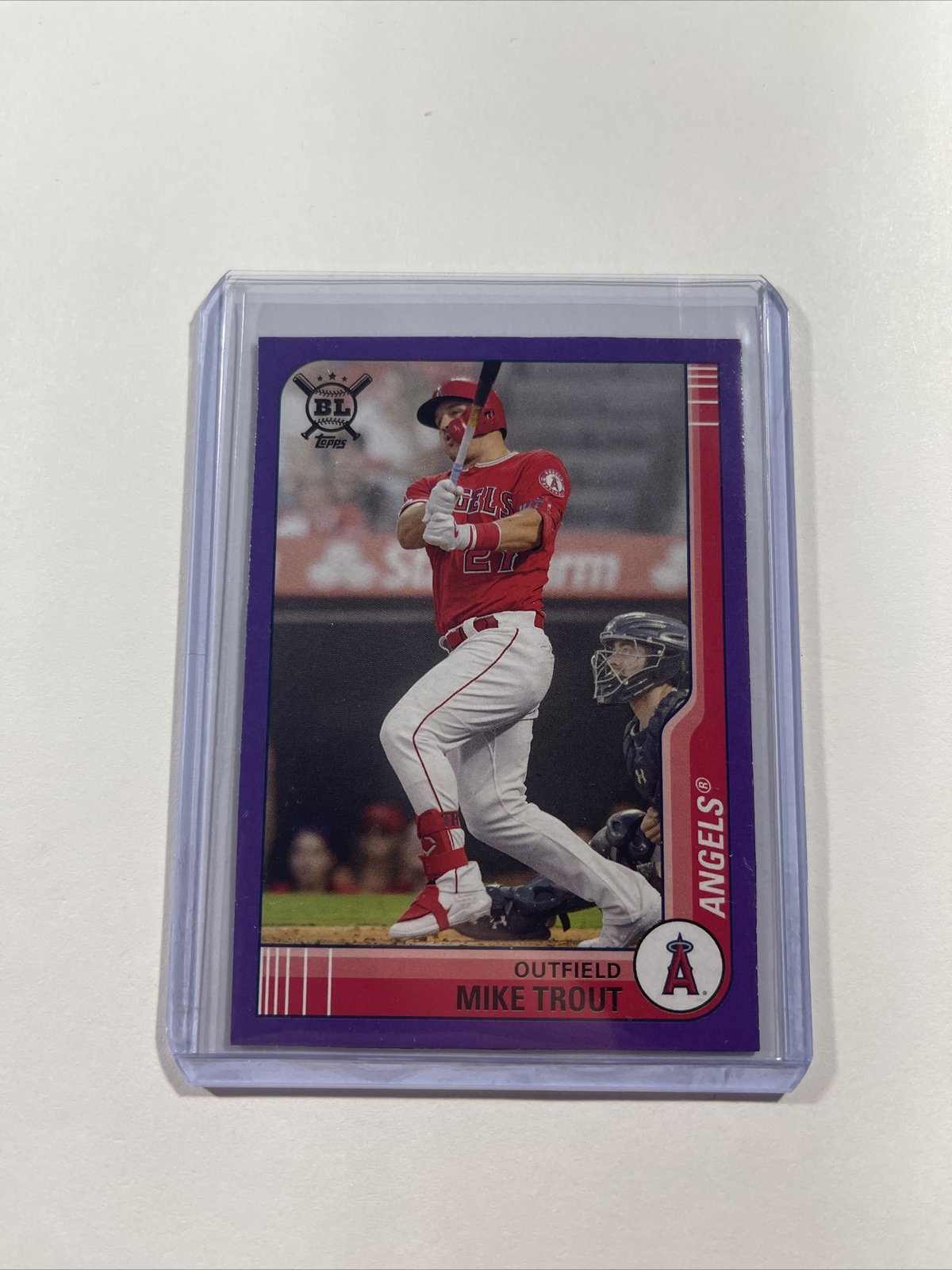 Mike Trout 2021 Topps Big League B1 Box Card RARE Purple SP Angels MVP