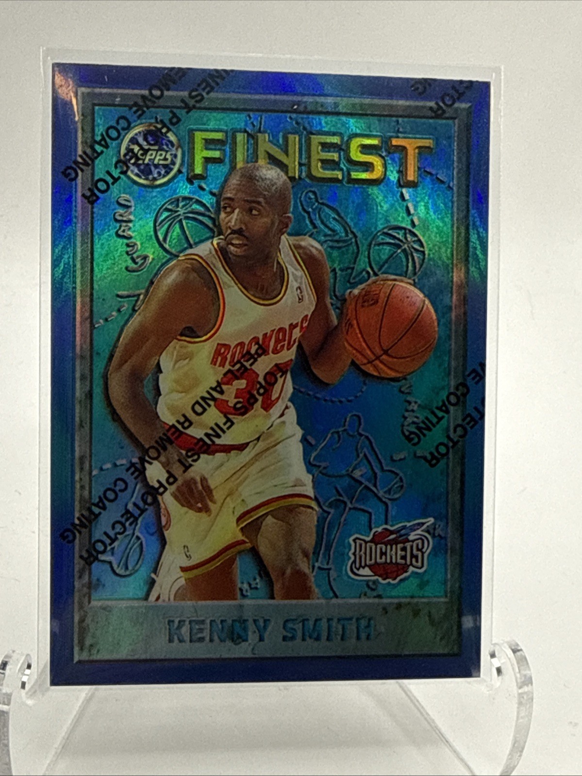 1995-96 Topps Finest Refractor #37, KENNY SMITH, Houston Rockets